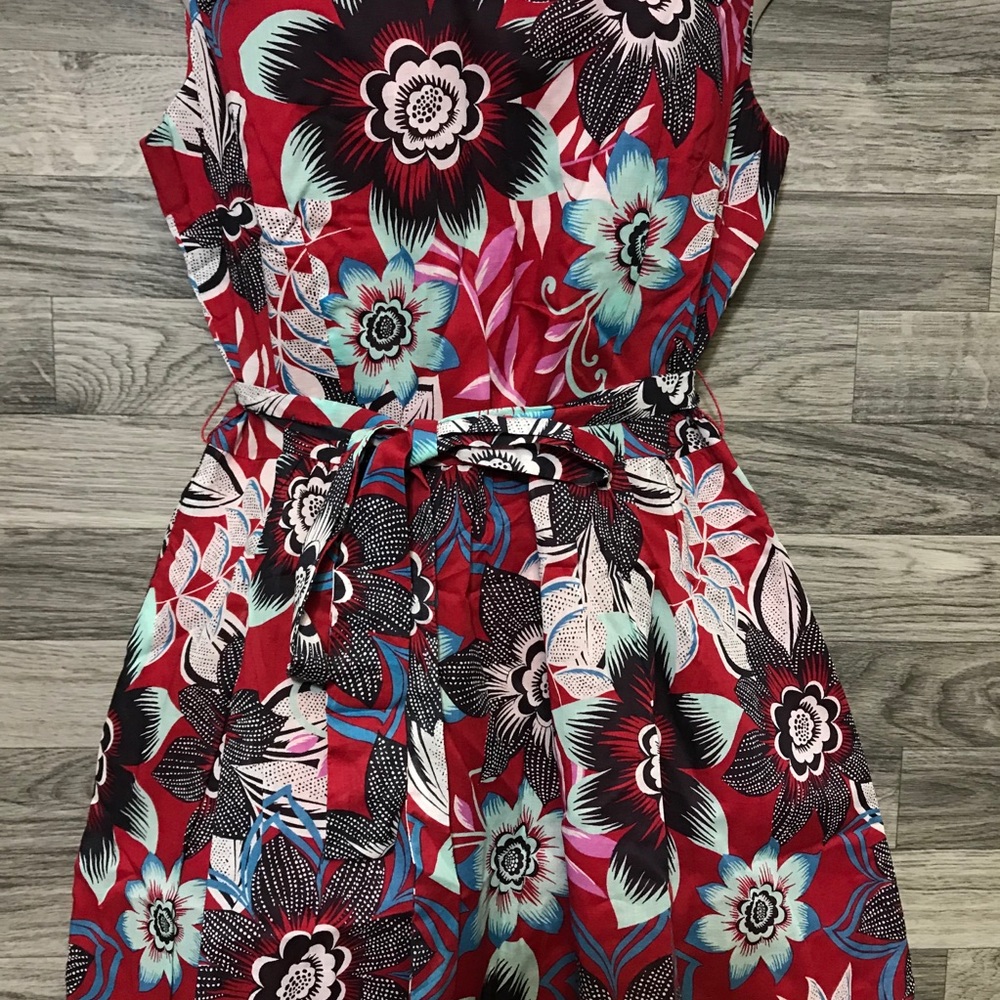 Talbots Red Flower Print Dress - Picture 3 of 9
